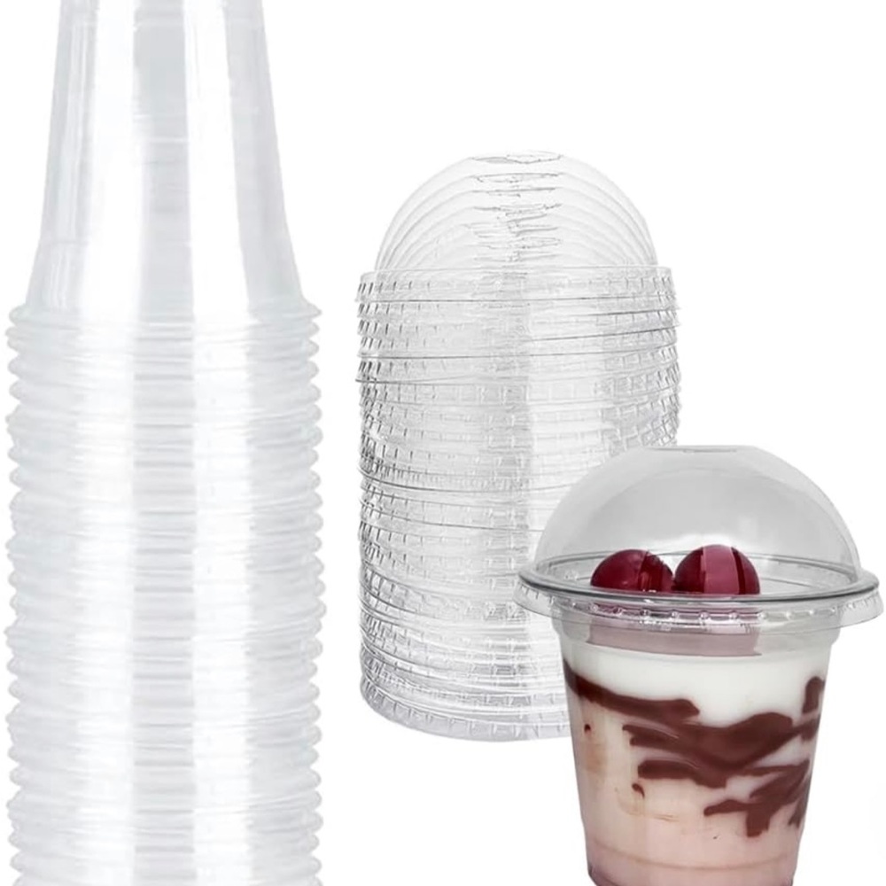 Clear Plastic Cups - 12oz 50 Cups and Lids - Dessert Cups with Lids -